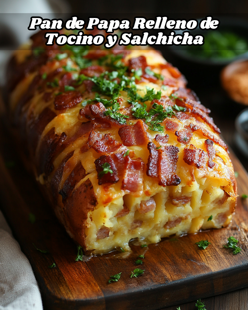 Bacon and Sausage-Stuffed Potato Loaf