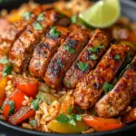 inesboulila A close up of Cajun sausage and rice skillet served 2c61f0a7 117d 4659 ae4a c9af794386da