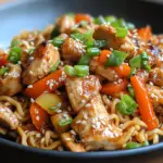 inesboulila A close up of chicken ramen stir fry served on a mo ac6d3709 884e 4263 8cae e292432969e6