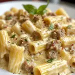 inesboulila A close up of creamy sausage rigatoni served on a s 2a209cc4 2b3e 4a20 b987 cc40917f6dba