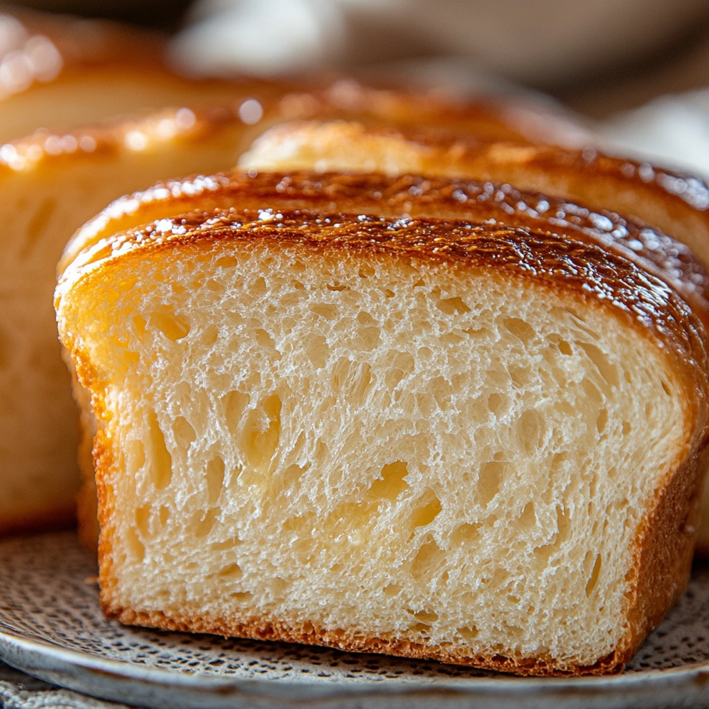 A freshly baked loaf of homemade bread with a golden-brown crust, sliced to reveal its soft and fluffy interior, resting on a wooden cutting board.