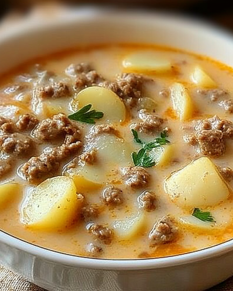 Cheesy Hamburger Potato Soup