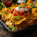 inesboulila A freshly baked Walking Taco Casserole layered with a793a1de 48e5 4b83 a7a3 db920753b3c0