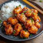 inesboulila A plate of crispy air fryer orange chicken coated i 8c7a6685 3839 44db aceb 191ff13720d9