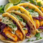 inesboulila A plate of crispy fish tacos featuring golden crunc f01765e7 ccef 4e81 93a4 750b9b13c52e