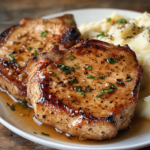 inesboulila A plate of golden brown garlic butter pork chops gl 71488162 07a1 451e a270 a15637ca0711