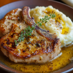 inesboulila A plate of golden brown garlic butter pork chops gl 789bd1bc 933d 46e4 a6d5 b79b25dbc3f9