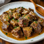 inesboulila A plate of tender beef bites coated in a rich cream 839b69ea a18e 4800 994c 55bc6b812df9