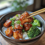 inesboulila A rustic ceramic bowl filled with easy teriyaki chi 031d4046 c46d 4dcf 9bf6 2ec3286dbba5