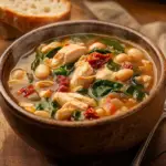 inesboulila A steaming bowl of Tuscan chicken soup filled with 48720ce8 7531 4deb b86a b6221d1ff043