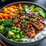 inesboulila A vibrant bowl filled with sticky glazed chicken pi 9c6c663f 19d1 4032 b482 75cae4e1bc38