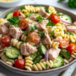 inesboulila A vibrant bowl of tuna pasta salad featuring al den afac9d93 3271 4705 98fd 7d1237370604