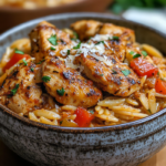 inesboulila A bowl of Cajun Chicken Orzo featuring tender golde 7ed02673 b733 4c5e 937f f5ae70700639