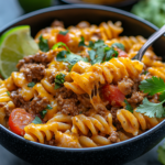 inesboulila A bowl of One Pot Beef Taco Pasta featuring tender 6e189103 a055 4e8f 8a9c 3a5accdf3f1a