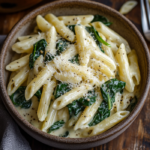 inesboulila A bowl of creamy Pasta with Spinach featuring penne b8e45a86 dd9d 4584 ae2a d38ee403b39f
