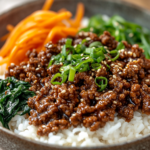 inesboulila A close up of a Korean Ground Beef Bowl featuring p 946d0493 a277 46e1 b4cf a81d80574888