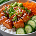 inesboulila A close up shot of Salmon Rice Bowls featuring tend d68aaa09 5fac 4497 92e6 9fd669b4165c