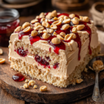 inesboulila A moist peanut butter and jelly poke cake sliced to eb467d62 5fc7 4070 b4a1 82097454e847