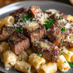 inesboulila A plate of Garlic Butter Steak Bites with Creamy Pa f575d3b2 0c96 4c70 a531 4a0f50b51a40