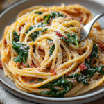 inesboulila A plate of Spaghetti Spinach with Sun Dried Tomato 6f1f80d9 fab3 4b36 8438 ba55040fb981