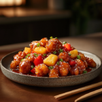 inesboulila A plate of crispy Sweet Fire Chicken coated in a gl aa9cab81 682c 4bcb 8713 ca1828a81054
