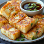 inesboulila A plate of golden crispy fried turnip cake slices w c58dcefe a998 49d9 b6e5 db238bcb5765