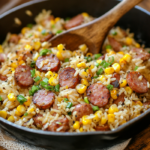inesboulila A rustic skillet filled with Sweet Corn Fried Rice 30fca0ba f099 4dfc ad76 9c9604534133