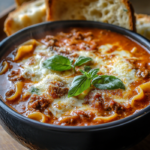inesboulila A steaming bowl of lasagna soup rich and hearty fil d9418f6a 157a 4574 a4aa 259e021d41b4