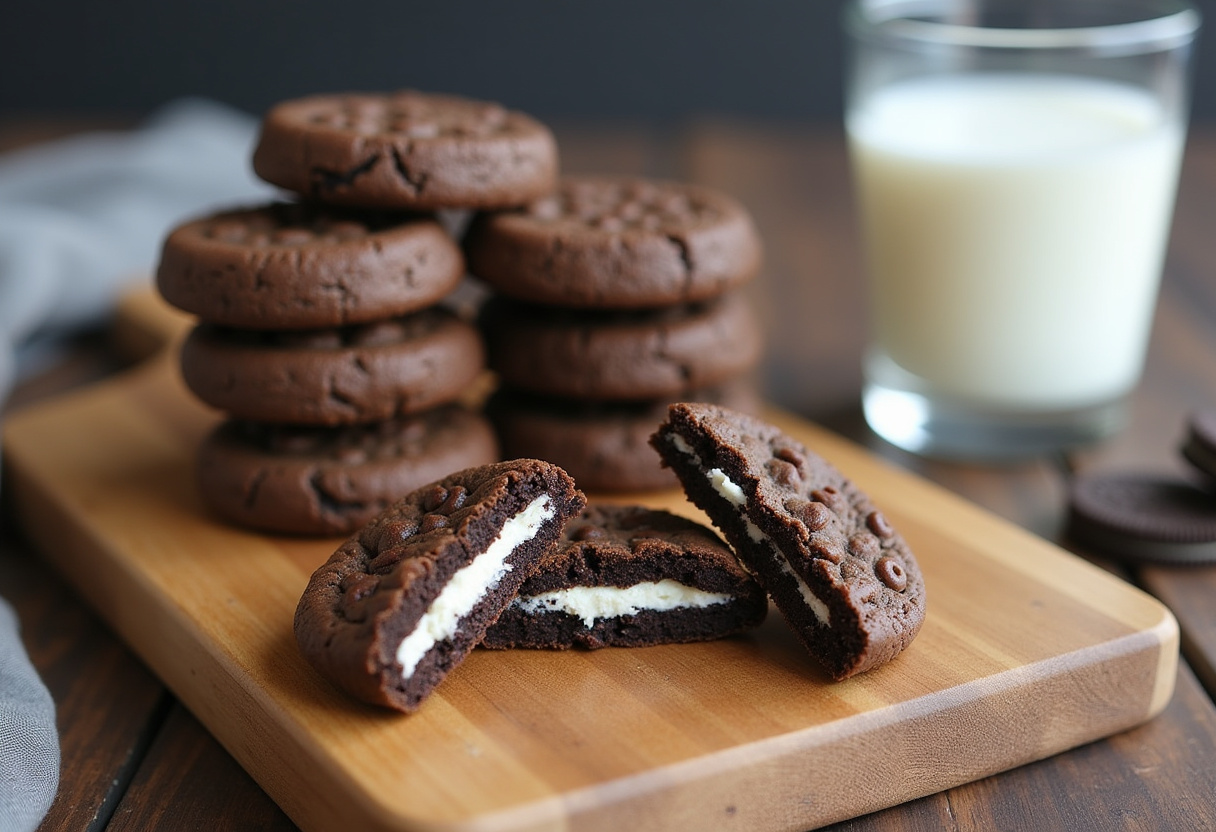 Delicious Cookies and Cream Cookies with visible Oreo pieces, perfect with milk.