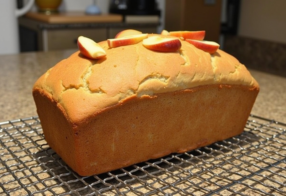 Freshly baked Healthy Sourdough Discard Apple Bread with apple slices, perfect for a nutritious snack.