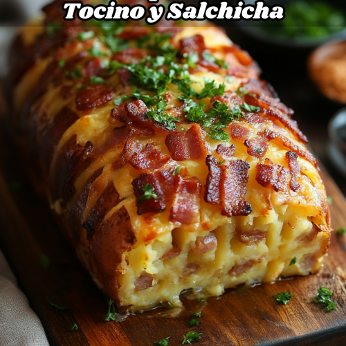 Bacon and Sausage-Stuffed Potato Loaf