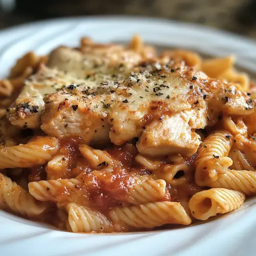 Easy One-Pot Chicken Parmesan Pasta Bake