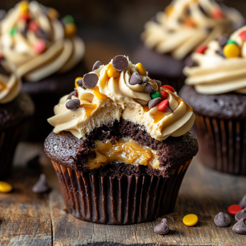 Gooey Chocolate Peanut Butter Cupcakes