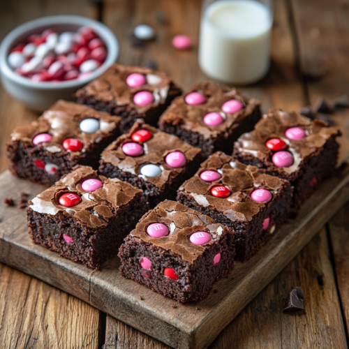 EASY Valentine’s M&M’s Brownies – Browned Butter Blondie