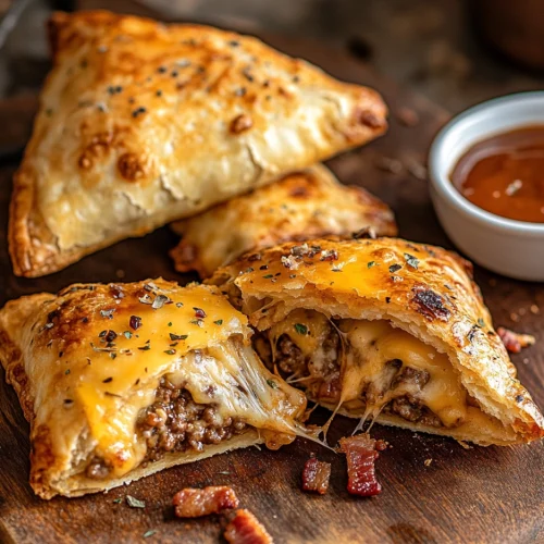 Ooey-Gooey Bacon Cheeseburger Pizza Pockets