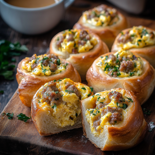 Delicious Breakfast Rolls with Sausage, Egg, and Cheese