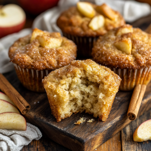Moist Sourdough Discard Apple Muffins