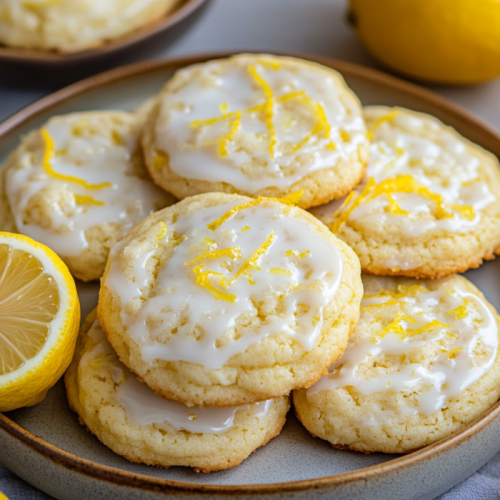 Tangy Cream Cheese Lemon Cookies with a Soft, Chewy Texture and Zesty Lemon Glaze