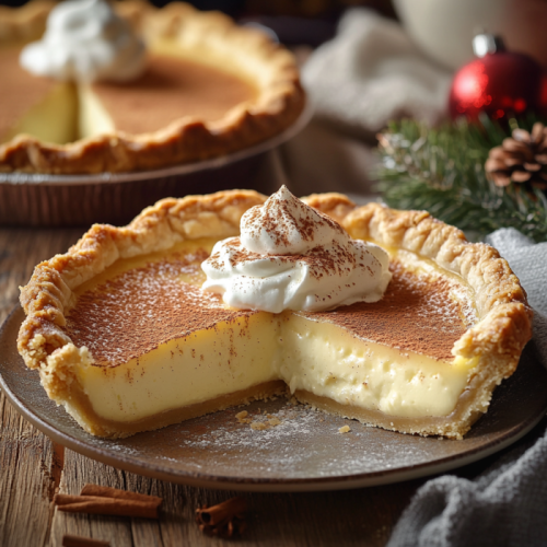 Christmas Eve Cinnamon-Vanilla Creamy Custard Pie