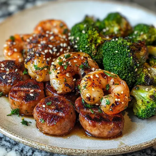 Easy Honey Garlic Shrimp with Sausage & Veggies