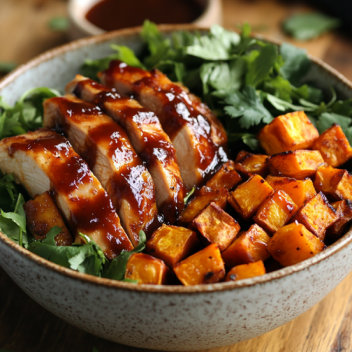 BBQ Chicken & Roasted Sweet Potato Bowls