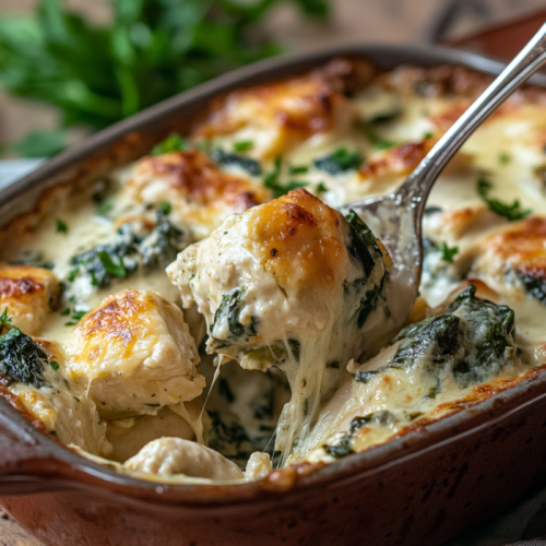 High-Protein Spinach and Artichoke Chicken Casserole