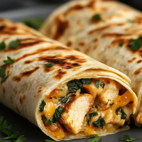 Cheesy Garlic Chicken Wraps Recipe
