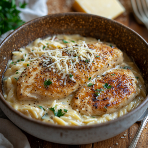 Creamy Parmesan Chicken and Orzo