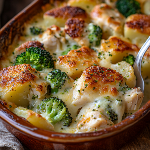 Simple Baked Potato, Chicken, and Broccoli Casserole Recipe