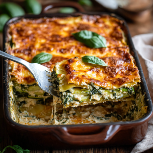 Cheesy Spinach-Zucchini Lasagna