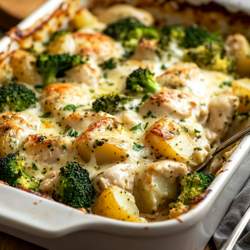 Easy Baked Potato Chicken and Broccoli Casserole Recipe
