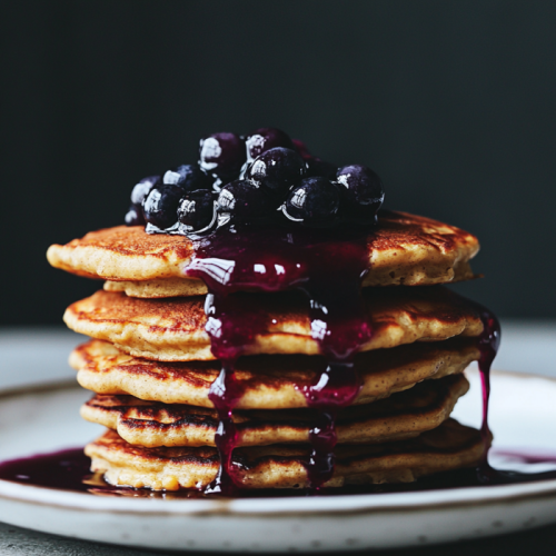 Chickpea Flour Pancakes with Blueberry Compote