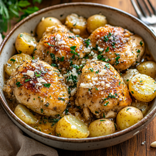 Crockpot Garlic Parmesan Chicken and Potatoes