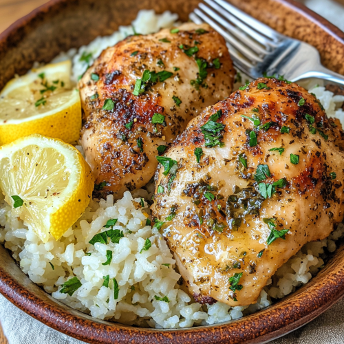Slow Cooker Lemon Herb Chicken and Rice
